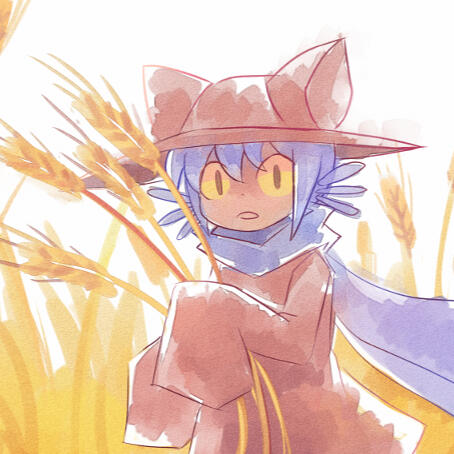 An image of a cutscene from the game OneShot. Niko is in a field of wheat, and looks forward with a concerned expression.
