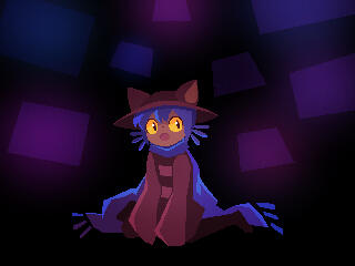 A cutscene from the game Oneshot. Niko is sitting on the ground, surrounded by Computer Screens.